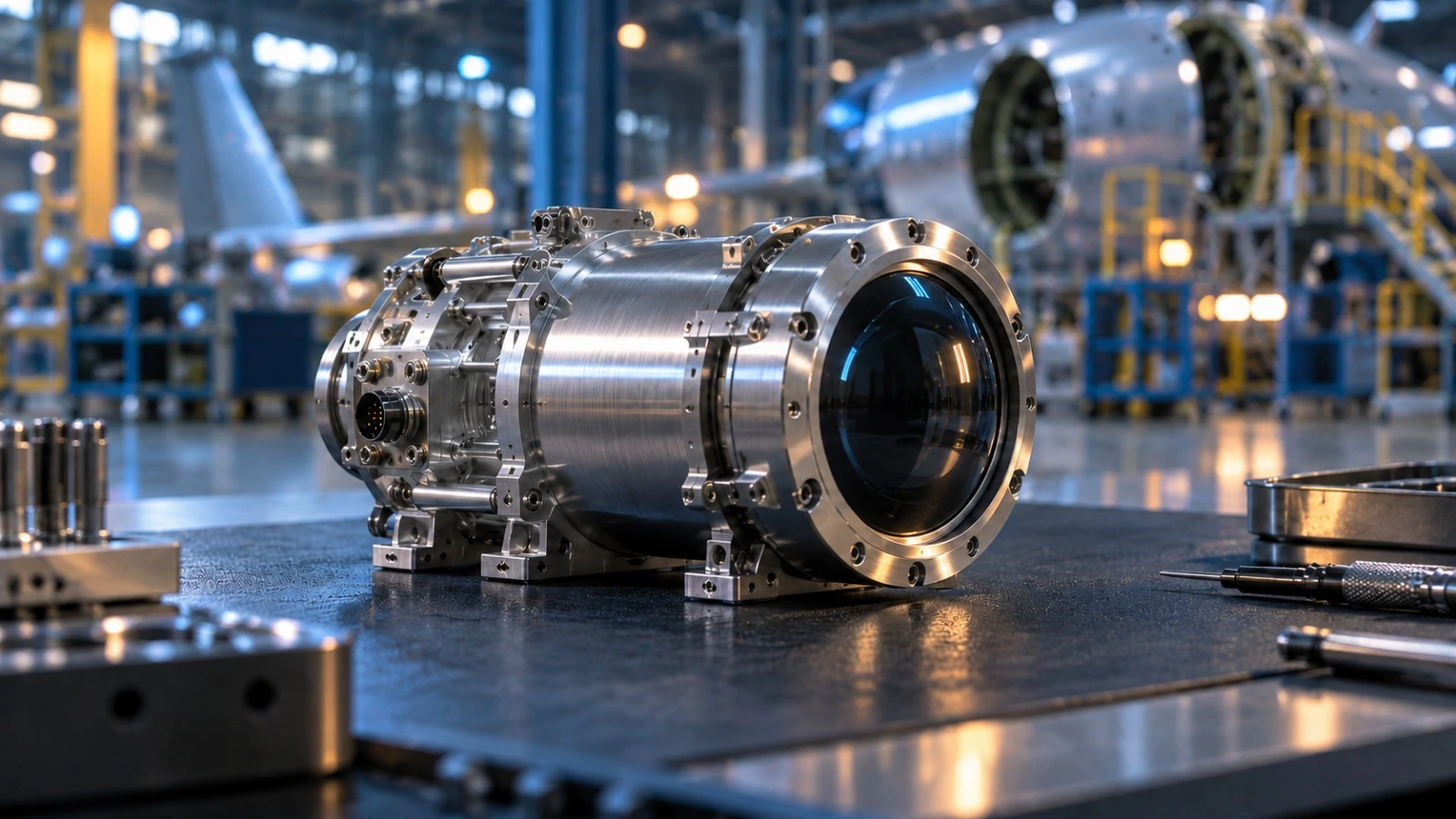 Precision aerospace manufacturing concept image.