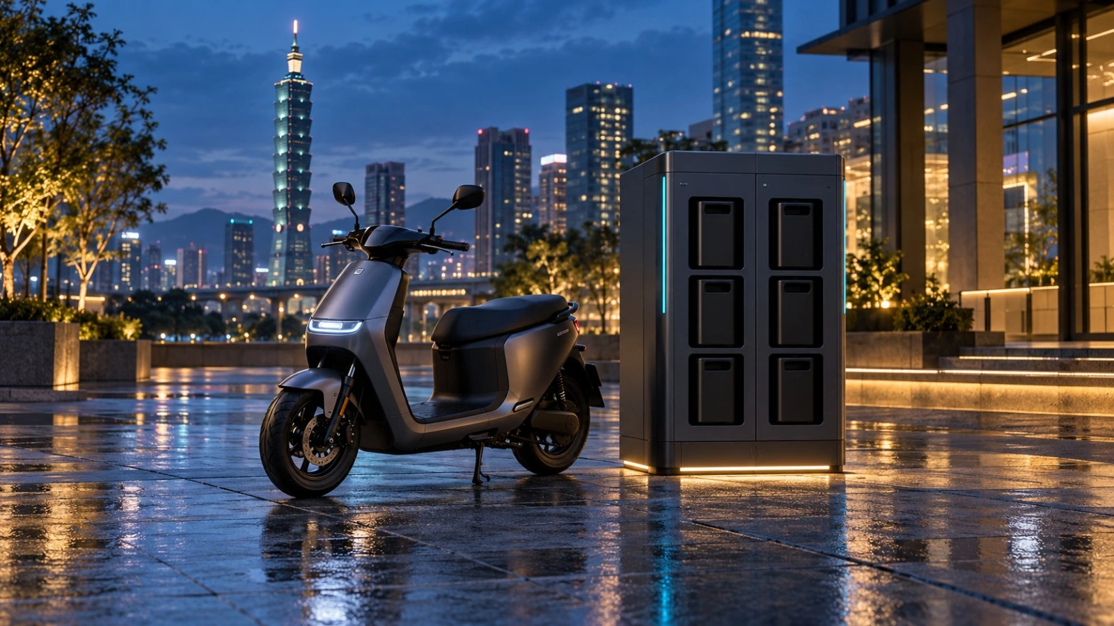Electric mobility and battery-swap architecture concept image.