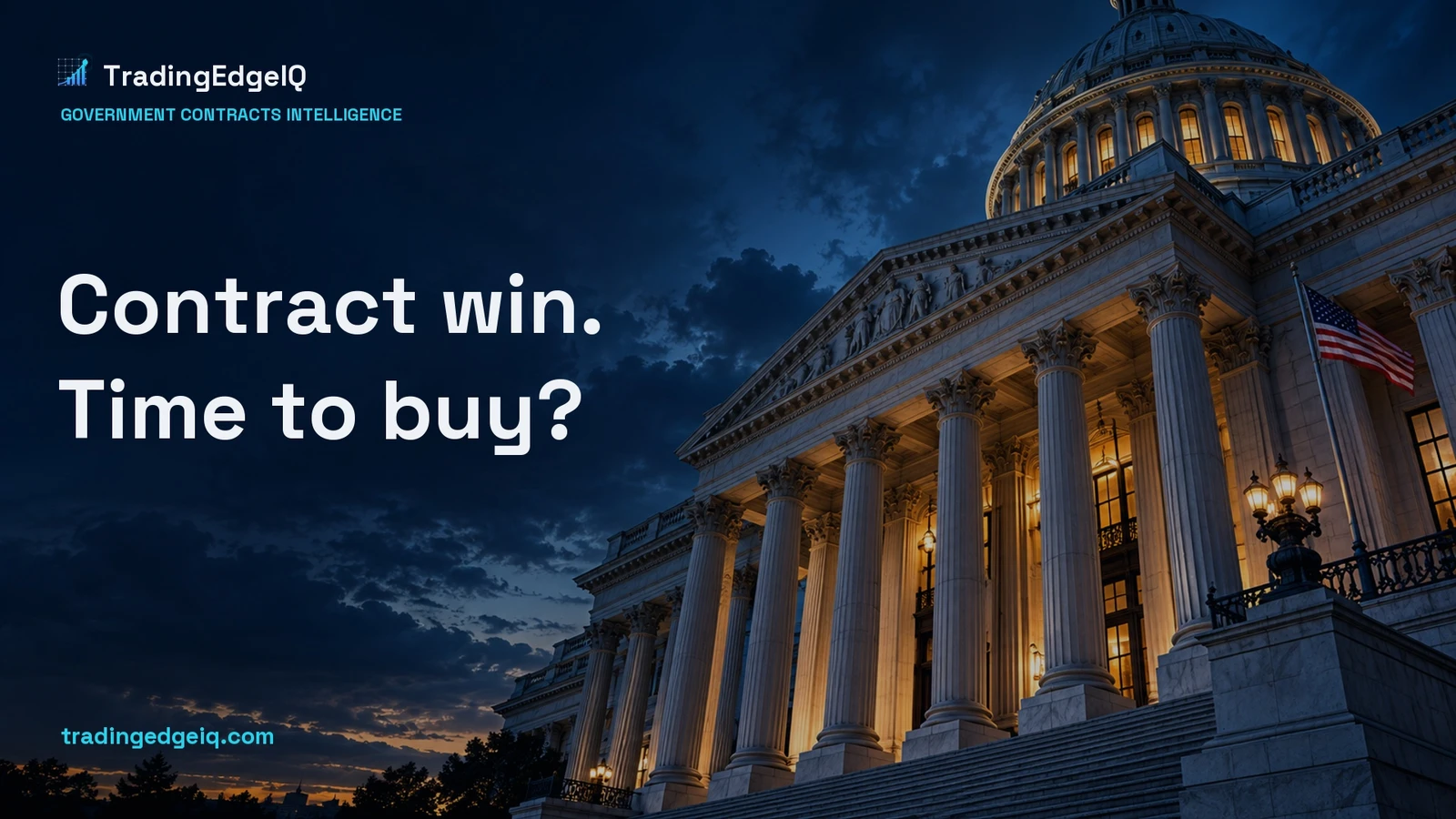 Illustrative federal-style building at dusk, introducing how investors can interpret government contract activity.