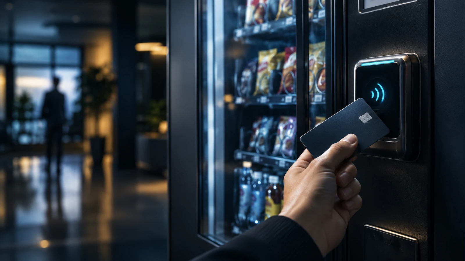 Illustrative cashless payment terminal imagery for the Nayax repeated purchase story.