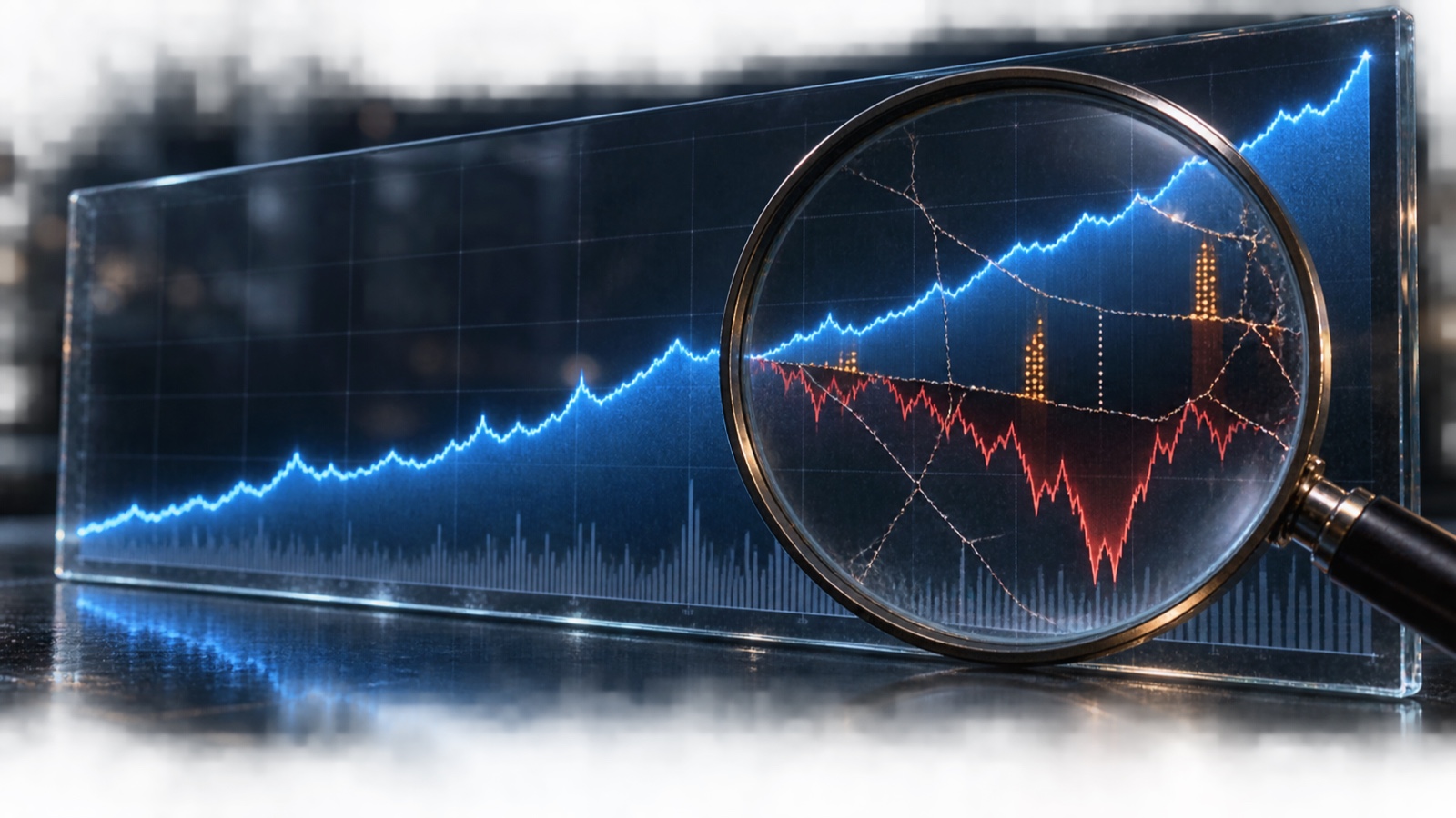 Abstract editorial artwork evoking a promising equity curve examined more closely for hidden fragility.